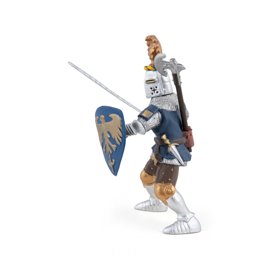 Chevalier bleu au cimier Papo en PVC, Collection Médiéval, jouet éducatif idéal pour enfants et collectionneurs