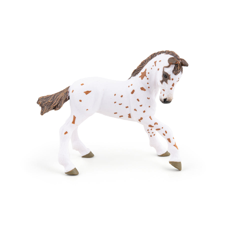 Poulain appaloosa brun Papo en PVC, Collection chevaux, jouet éducatif idéal pour enfants et collectionneurs