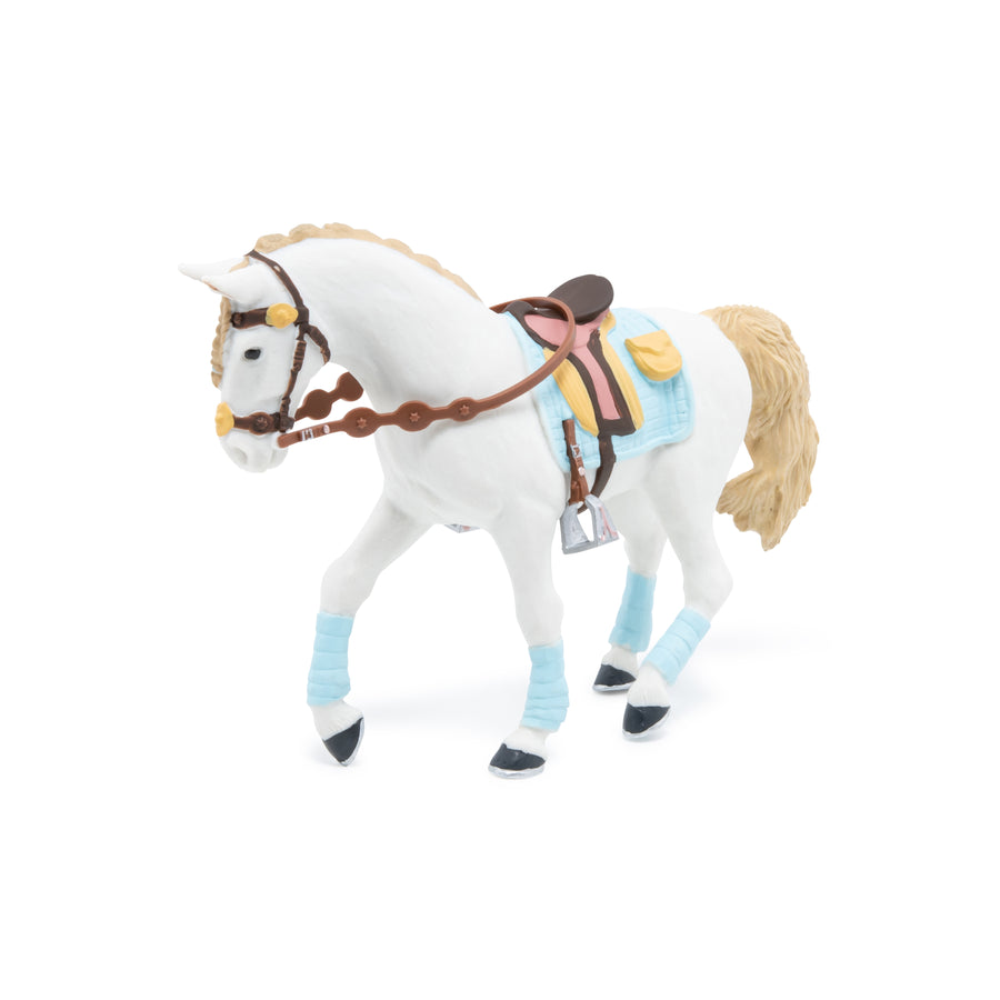 Figurine Cheval de la cavalière fashion bleue Papo en PVC, Collection chevaux, jouet éducatif idéal pour enfants et collectionneurs